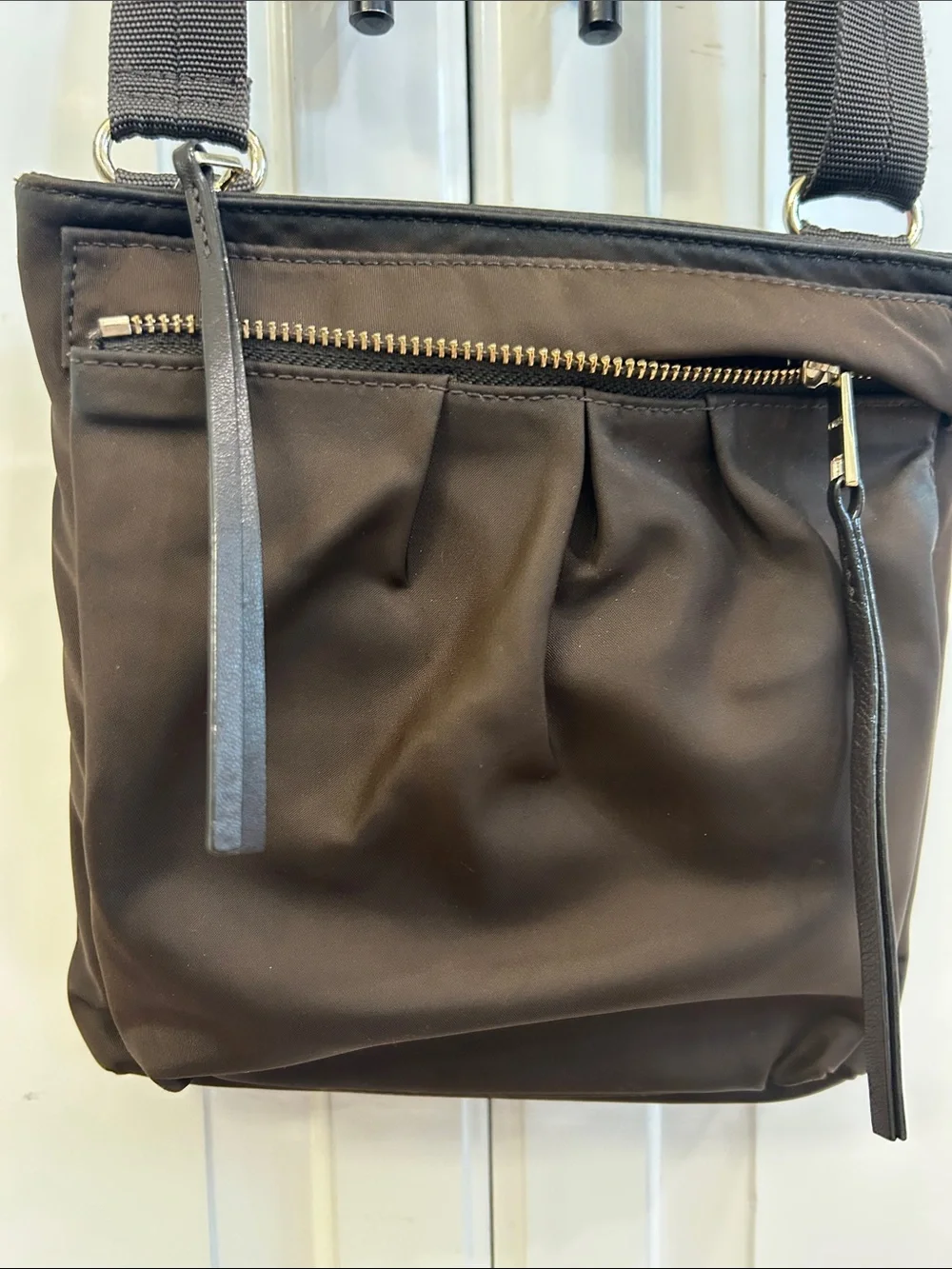 MZ Wallace Chocolate Brown Nylon Crossbody Messenger